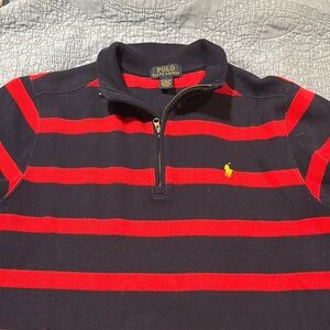 Polo by Ralph Lauren Men's Navy and Red Striped Sweater